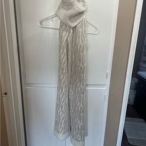 Express Cream and Tan Knit Beanie and Scarf